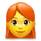 Woman- Red Hair emoji on LG